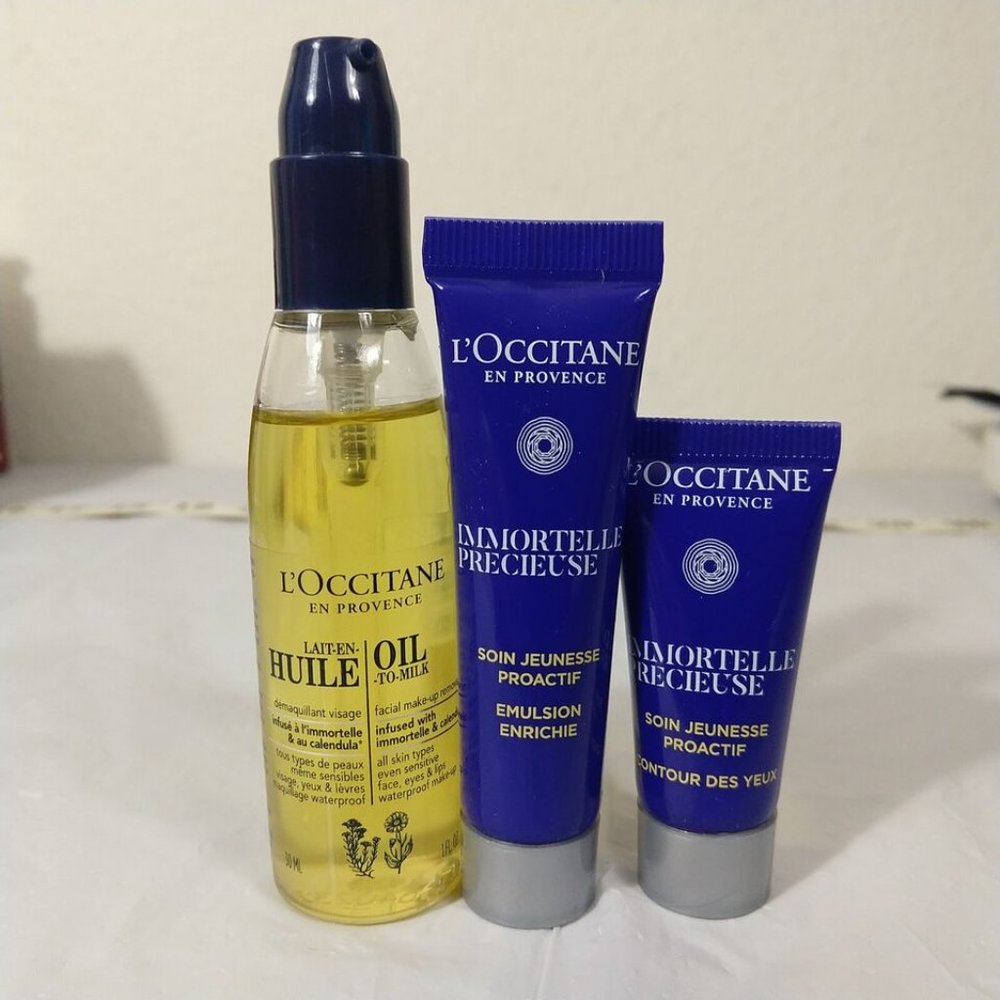 L'OCCITANE IMMORTELLE PRECIOUS ENRICHED EMULSION & Eye Contour ..,X 3 NEW - Picture 2 of 4